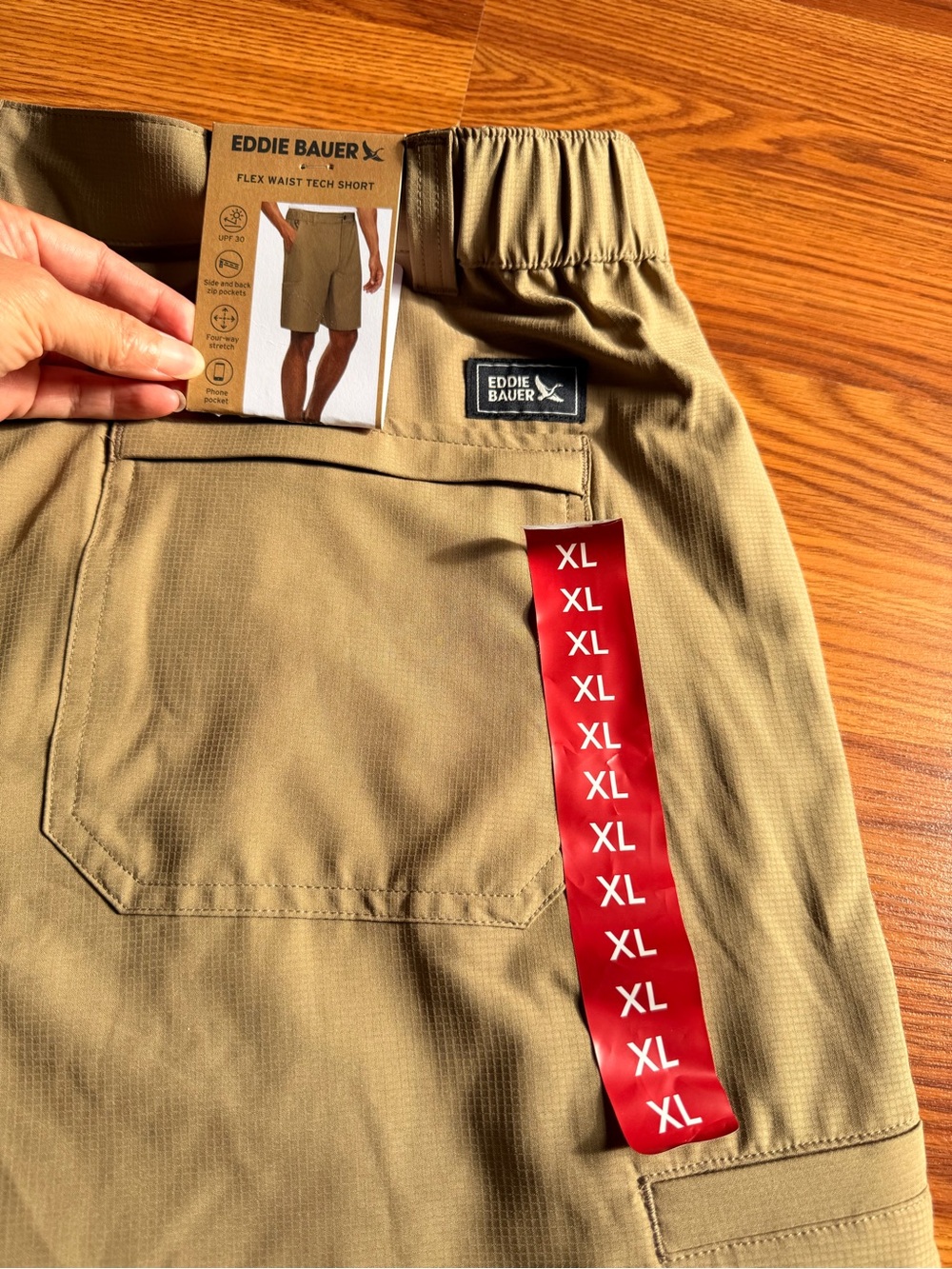 Eddie Bauer Men's Brown Flex Waist Tech Shorts Size XL 40-42 UPF 30 NWT